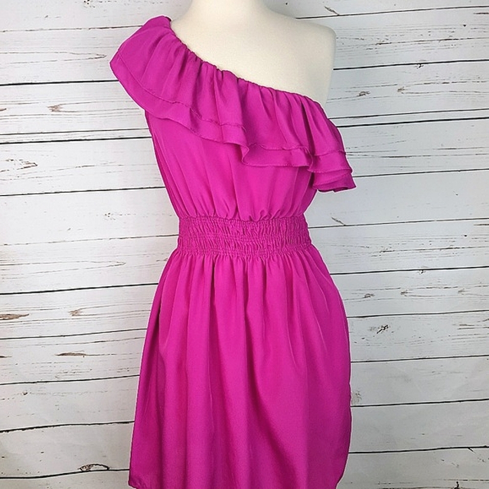 Hot Pink Mini Dress Off The Shoulder